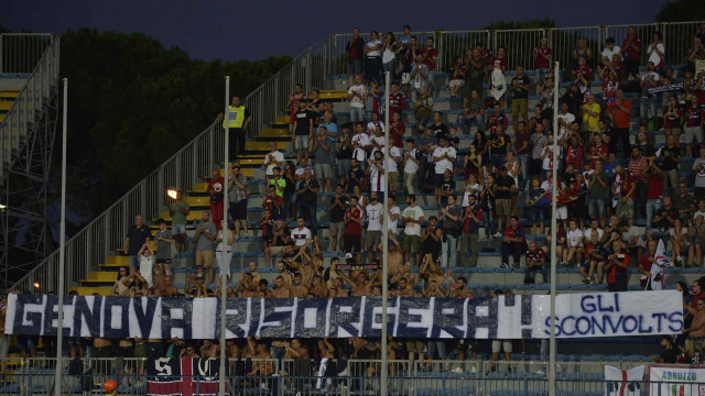 EMPOLI-CAGLIARI 19-08-2018 STRISCIONE DEI TIFOSI DEL CAGLIARI IN RICORDO DI GENOVA. GALASSI SILVANO/SILPRESS