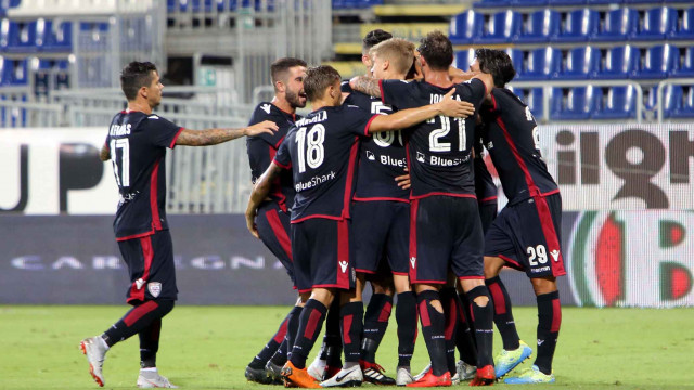 Cagliari 12 08 2018 Presso Sardegna Arena - Incontro di Coppa Italia Cagliari vs Palermo
nella foto: esultanza di leonardo pavoletti del cagliari
SILPRESS/ENRICO LOCCI