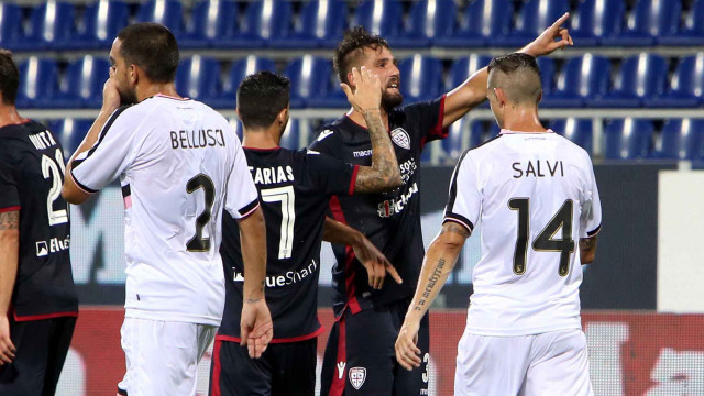 Cagliari 12 08 2018 Presso Sardegna Arena - Incontro di Coppa Italia Cagliari vs Palermo
nella foto: esultanza di leonardo pavoletti del cagliari
SILPRESS/ENRICO LOCCI