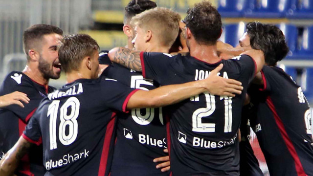 Cagliari 12 08 2018 Presso Sardegna Arena - Incontro di Coppa Italia Cagliari vs Palermo
nella foto: esultanza di leonardo pavoletti del cagliari
SILPRESS/ENRICO LOCCI