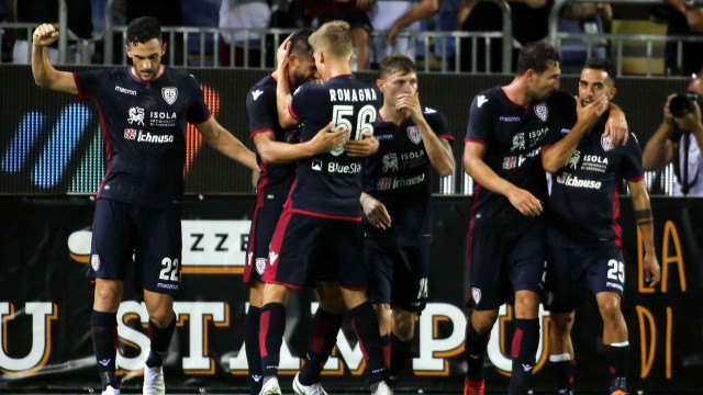 Cagliari 12 08 2018 Presso Sardegna Arena - Incontro di Coppa Italia Cagliari vs Palermo
nella foto: esultanza di leonardo pavoletti del cagliari
SILPRESS/ENRICO LOCCI