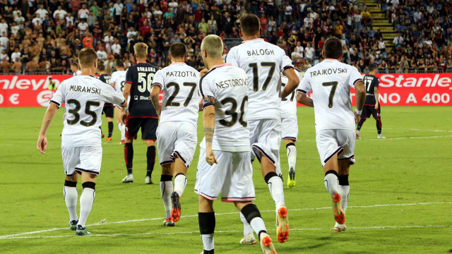Cagliari 12 08 2018 Presso Sardegna Arena - Incontro di Coppa Italia Cagliari vs Palermo
nella foto: esultanza di Ilija Nestorovski del palermo
SILPRESS/ENRICO LOCCI