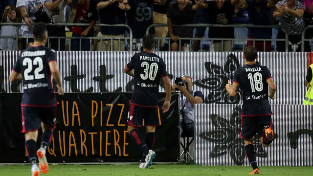 Cagliari 12 08 2018 Presso Sardegna Arena - Incontro di Coppa Italia Cagliari vs Palermo
nella foto: esultanza di leonardo pavoletti del cagliari
SILPRESS/ENRICO LOCCI