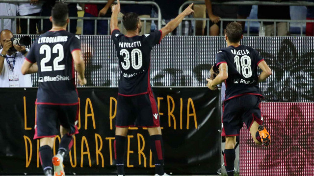 Cagliari 12 08 2018 Presso Sardegna Arena - Incontro di Coppa Italia Cagliari vs Palermo
nella foto: esultanza di leonardo pavoletti del cagliari
SILPRESS/ENRICO LOCCI