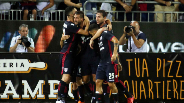 Cagliari 12 08 2018 Presso Sardegna Arena - Incontro di Coppa Italia Cagliari vs Palermo
nella foto: esultanza di leonardo pavoletti del cagliari
SILPRESS/ENRICO LOCCI