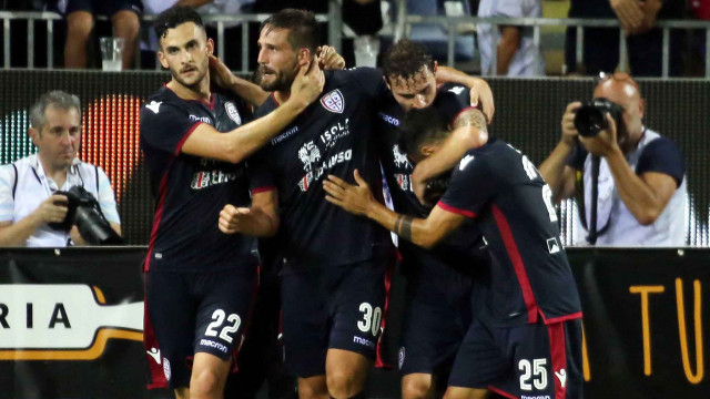 Cagliari 12 08 2018 Presso Sardegna Arena - Incontro di Coppa Italia Cagliari vs Palermo
nella foto: esultanza di leonardo pavoletti del cagliari
SILPRESS/ENRICO LOCCI