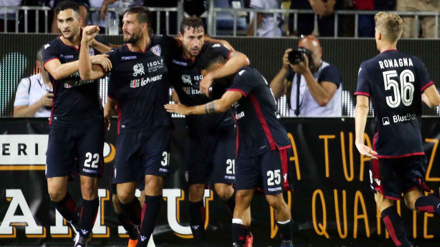 Cagliari 12 08 2018 Presso Sardegna Arena - Incontro di Coppa Italia Cagliari vs Palermo
nella foto: esultanza di leonardo pavoletti del cagliari
SILPRESS/ENRICO LOCCI