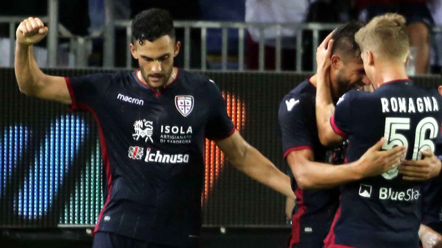 Cagliari 12 08 2018 Presso Sardegna Arena - Incontro di Coppa Italia Cagliari vs Palermo
nella foto: esultanza di leonardo pavoletti del cagliari
SILPRESS/ENRICO LOCCI