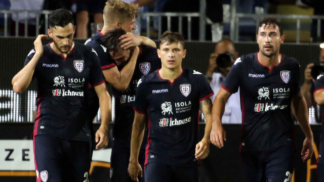 Cagliari 12 08 2018 Presso Sardegna Arena - Incontro di Coppa Italia Cagliari vs Palermo
nella foto: esultanza di leonardo pavoletti del cagliari
SILPRESS/ENRICO LOCCI