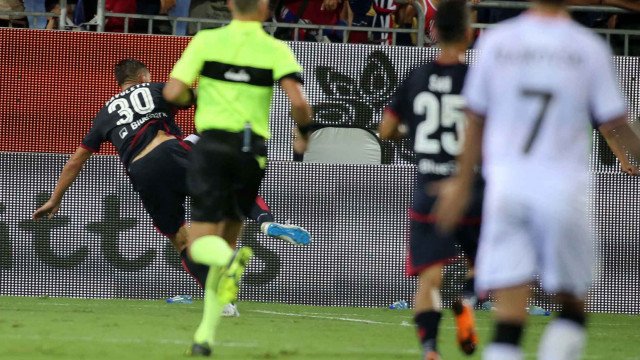 Cagliari 12 08 2018 Presso Sardegna Arena - Incontro di Coppa Italia Cagliari vs Palermo
nella foto: gol di leonardo pavoletti 2-1 del cagliari
SILPRESS/ENRICO LOCCI