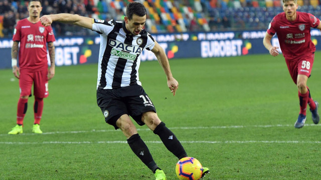 29-12-2018. UDINESE-CAGLIARI.KEVIN LASAGNA TIRA IL RIGORE.SILPRESS