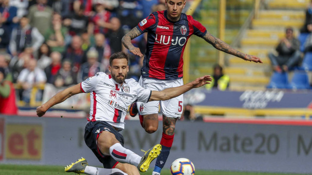 BOLOGNA ITALIA, 10-03-19 - 27° GIORNATA DI CAMPIONATO SERIE A TIM - STADIO RENATO DALL'ARA, BOLOGNA VS CAGLIARI, BY CASTALDI / SILPRESS NELLA FOTO: SCIVOLATA DI LEONARDO PAVOLETTI