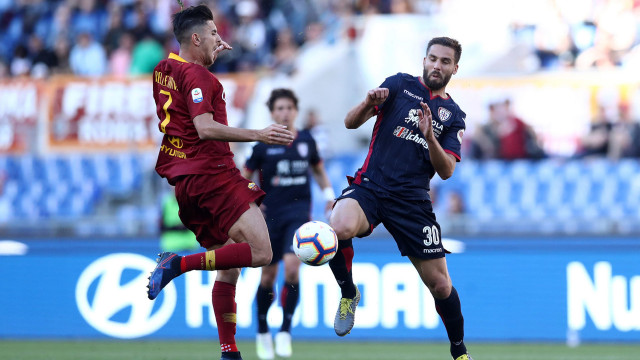 ROMA-CAGLIARI 27-04-2019 PELLEGRINI E LEONARDO PAVOLETTI. MATTEO CIAMBELLI/SILPRESS