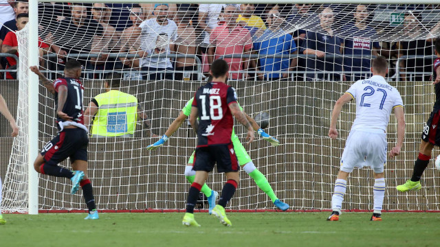 Cagliari 29 09 2019 Presso Stadio Sardegna Arena - Campionato serie A Tim 2019-20 incontro Cagliari vs Hellas Verona
nella foto: gol di joao pedro del cagliari
SILPRESS/ENRICO LOCCI