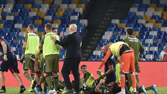Napoli 25 Settembre 2019 Stadio San Paolo Campionato Serie A Tim 2019/20 Napoli - Cagliari nella foto:ESULTANZA DELLA SQUADRA DOPO IL GOL DI CASTRO Foto - Agostino Gemito -DarosPhoto
