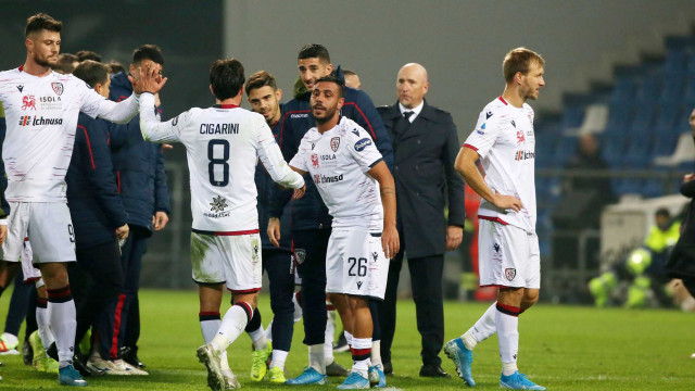 REGGIO EMILIA 8 / Dicembre /2019 15 GIORNATA CAMPIONATO SERIE A TIM 19-20
SASSUOLO - CAGLIARI
foto MORONI - SILPRESS
nella Foto. ESULTANZA FINE PARTITA. CAGLIARI