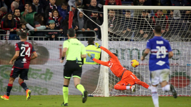 Cagliari 02 12 2019 Presso Stadio Sardegna Arena - Campionato serie A Tim 2019-20 incontro Cagliari vs Sampdoria
nella foto: gol di fabio quagliarella della sampdoria
SILPRESS/ENRICO LOCCI