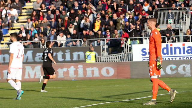 Cagliari 11 01 2020 Presso Stadio Sardegna Arena - Campionato serie A Tim 2019-20 incontro Cagliari vs Milan
nella foto: esultanza di rafael leao del milan e delusione Cagliari
SILPRESS/ENRICO LOCCI