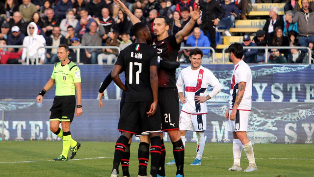 Cagliari 11 01 2020 Presso Stadio Sardegna Arena - Campionato serie A Tim 2019-20 incontro Cagliari vs Milan
nella foto: esultanza di Zlatan Ibrahimovic del milan
SILPRESS/ENRICO LOCCI