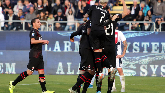 Cagliari 11 01 2020 Presso Stadio Sardegna Arena - Campionato serie A Tim 2019-20 incontro Cagliari vs Milan
nella foto: esultanza di Zlatan Ibrahimovic del milan
SILPRESS/ENRICO LOCCI