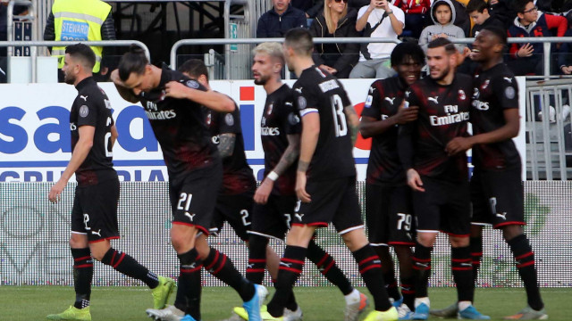 Cagliari 11 01 2020 Presso Stadio Sardegna Arena - Campionato serie A Tim 2019-20 incontro Cagliari vs Milan
nella foto: esultanza di Zlatan Ibrahimovic del milan
SILPRESS/ENRICO LOCCI