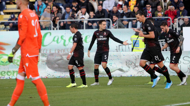 Cagliari 11 01 2020 Presso Stadio Sardegna Arena - Campionato serie A Tim 2019-20 incontro Cagliari vs Milan
nella foto: esultanza di Zlatan Ibrahimovic del milan
SILPRESS/ENRICO LOCCI