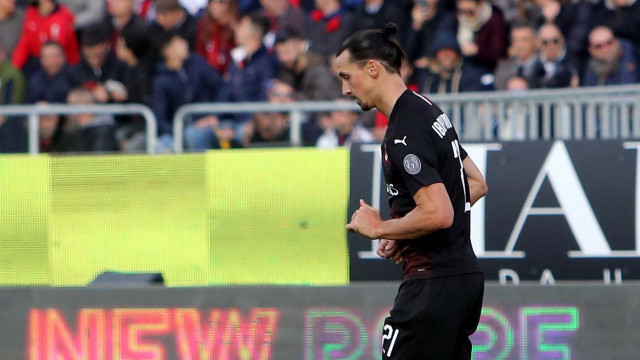 Cagliari 11 01 2020 Presso Stadio Sardegna Arena - Campionato serie A Tim 2019-20 incontro Cagliari vs Milan
nella foto: esultanza di Zlatan Ibrahimovic del milan
SILPRESS/ENRICO LOCCI