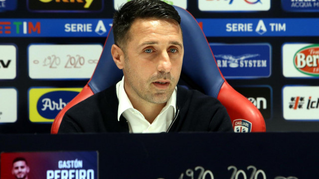 Cagliari 03 02 2020 Presso Stadio Sardegna Arena - presentazione Gaston Pereiro
nella foto: Gaston Pereiro, Andrea Cossu
SILPRESS/ENRICO LOCCI