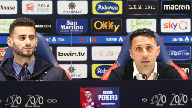 Cagliari 03 02 2020 Presso Stadio Sardegna Arena - presentazione Gaston Pereiro
nella foto: Gaston Pereiro , Andrea Cossu
SILPRESS/ENRICO LOCCI