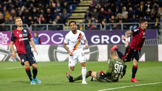 Cagliari 01 03 2020 Presso Stadio Sardegna Arena - Campionato serie A Tim 2019-20 incontro Cagliari vs Roma
nella foto: esultanza di Justin Kluivert della roma
SILPRESS/ENRICO LOCCI