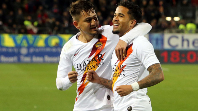 Cagliari 01 03 2020 Presso Stadio Sardegna Arena - Campionato serie A Tim 2019-20 incontro Cagliari vs Roma
nella foto: esultanza di Justin Kluivert della roma
SILPRESS/ENRICO LOCCI
