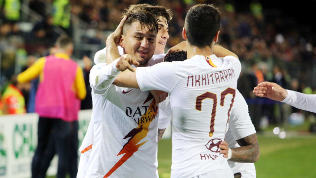 Cagliari 01 03 2020 Presso Stadio Sardegna Arena - Campionato serie A Tim 2019-20 incontro Cagliari vs Roma
nella foto: esultanza di Justin Kluivert della roma
SILPRESS/ENRICO LOCCI