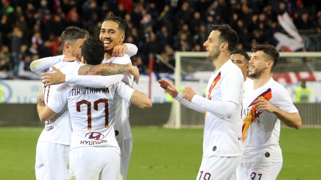 Cagliari 01 03 2020 Presso Stadio Sardegna Arena - Campionato serie A Tim 2019-20 incontro Cagliari vs Roma
nella foto: esultanza di Aleksandar Kolarov della roma
SILPRESS/ENRICO LOCCI