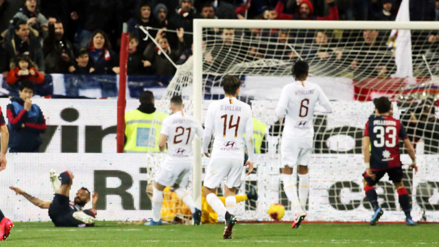 Cagliari 01 03 2020 Presso Stadio Sardegna Arena - Campionato serie A Tim 2019-20 incontro Cagliari vs Roma
nella foto: gol di Joao Pedro del cagliari
SILPRESS/ENRICO LOCCI