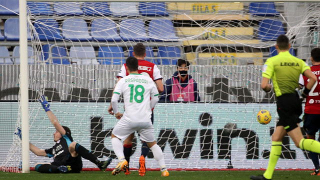 Cagliari 31 01 2021 Presso Stadio Sardegna Arena - Campionato seire A tim - Cagliari vs Sassuolo
nella foto: gol di Jeremie Boga del Sassuolo