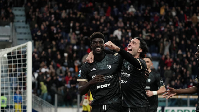 Mandatory Credit: Photo by Alessandro Tocco/NurPhoto/Shutterstock (15142037cr)
Michel Adopo (#8 Cagliari Calcio) celebrates a goal during the Serie A TIM match between Cagliari Calcio and Parma Calcio in Italy on February 9, 2025 .
Cagliari v Parma - Serie A, Italy - 09 Feb 2025