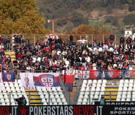 Mandatory Credit: Photo by Fabrizio Andrea Bertani/Pacific Press/Shutterstock (15722516u)
Italy, Como, 2025 11 08: supporters of Cagliari wave the flags and show banners in the stands during soccer game Como 1907 vs Cagliari Calcio, Serie A Enilive 2025-2026 day 11 at Sinigaglia Stadium
Italy, Como, 2025 11 08: Como 1907 vs Cagliari Calcio, Serie A EniLive
2025/2026 day 11 at Sinigaglia Stadium.
Como 1907 vs Cagliari Calcio, Italy - 08 Nov 2025