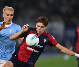 As Roma 03/11/2025 - campionato di calcio serie A / Lazio-Cagliari / foto Antonello Sammarco/Image Sport
nella foto: Marco Palestra-Gustav Isaksen