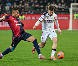 Alexis Saelemaekers of AC Milan during Cagliari Calcio vs AC Milan, Italian soccer Serie A match in Cagliari, Italy, January 02 2026
