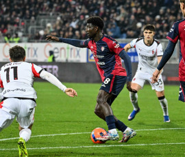 Michel Adopo of Cagliari Calcio during Cagliari Calcio vs AC Milan, Italian soccer Serie A match in Cagliari, Italy, January 02 2026