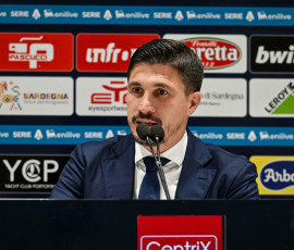 Fabio Pisacane Head Coach of Cagliari Calcio, Press Conference, Conferenza Stampa during Cagliari Calcio vs AC Milan, Italian soccer Serie A match in Cagliari, Italy, January 02 2026