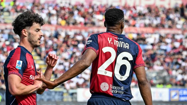Yerri Mina of Cagliari Calcio during Cagliari Calcio vs US Cremonese, Italian soccer Serie A match in Cagliari, Italy, April 11 2026