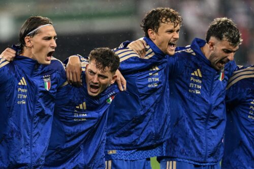 Db Bursa 28/09/2026 - Nations League / Turchia-Italia / foto Daniele Buffa/Image Sport
nella foto: Pio Esposito-Sebastiano Esposito-Giorgio Scalvini