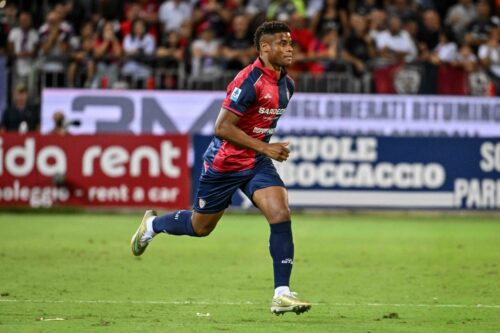 Kevin Carlos of Cagliari Calcio during Cagliari Calcio vs Inter - FC Internazionale, Italian soccer Serie A match in Cagliari, Italy, August 30 2026