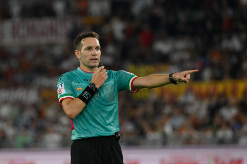 Matteo Marcenaro referee during the Italian Football Championship League A Enilive 2026/2027 match between AS Roma vs ACF Fiorentina at the Olimpic Stadium in Rome on 24 August 2026.