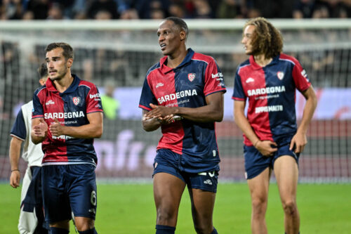 Yerry Mina of Cagliari Calcio during Cagliari Calcio vs Juventus FC, Italian soccer Serie A match in Cagliari, Italy, October 11 2026