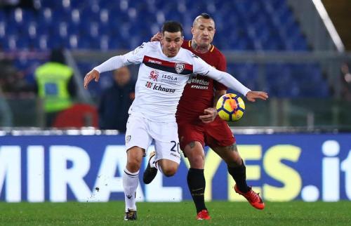 ROMA-CAGLIARI. SIMONE PADOIN E RAdJA NAINGGOLAN IN AZIONE.SILPRESS
