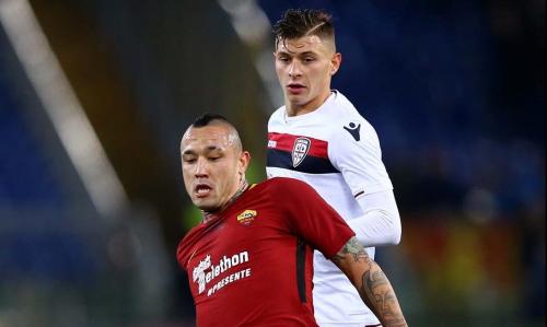 ROMA-CAGLIARI. NICOLO BARELLA E RAJA NAINGGOLAN IN AZIONE.SILPRESS