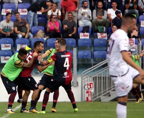 Cagliari (CA) 02 08 2017 Campionato Serie A TIM incontro Cagliari - Crotone Nella foto: esultanza di    Marco Sau   del Cagliari SILPRESS/ENRICO LOCCI