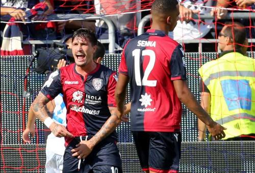 Cagliari (CA) 24 08 2017 Campionato Serie A TIM incontro Cagliari - Chievo Verona Nella foto:  gol di  inglese roberto         del chievo SILPRESS/ENRICO LOCCI